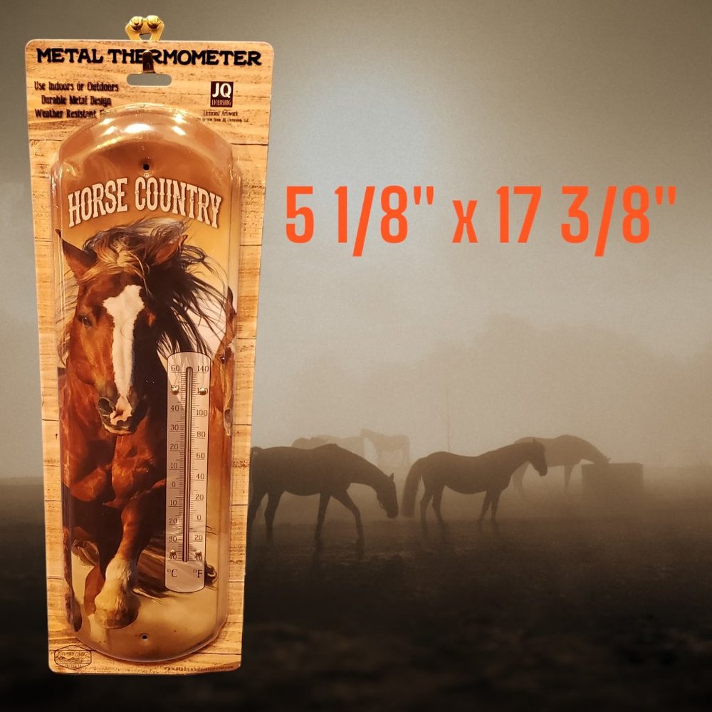 Horse Country - Retro Large Metal Thermometer - Indoor/Outdoor